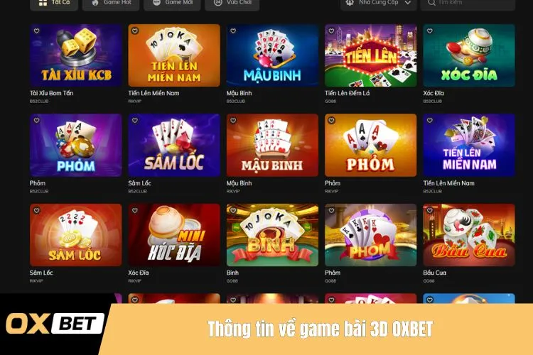 Thông tin về Game bài OXBET