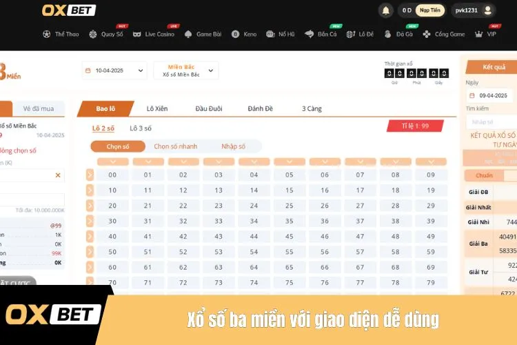 Xổ số ba miền với giao diện dễ dùng